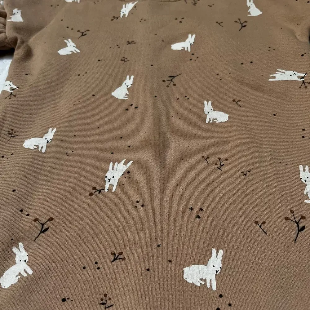 Rylee + Cru Snow Bunny Ruffle Sweatshirt Dress Size 2/3